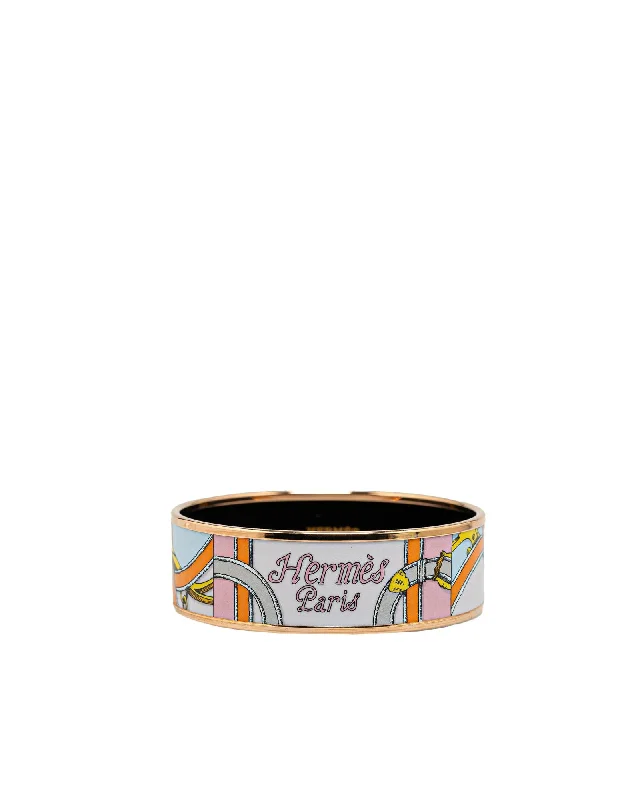 Ladies love heart bracelets -Wide Enamel Bangle with Rose Gold Plating