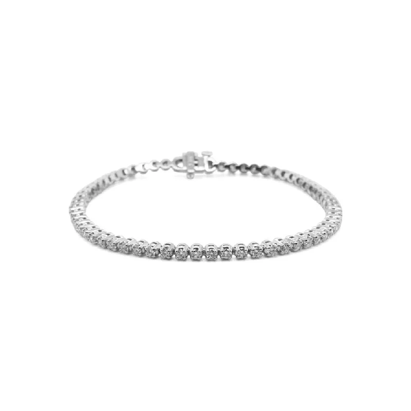 Ladies wispy feather bracelets -14k White Gold Diamond Tennis Bracelet - 6.00cttw