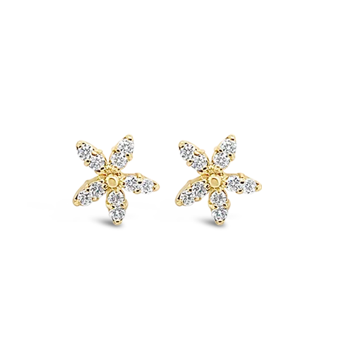 ladies gem earrings family themes -Diamond Flower Earrings