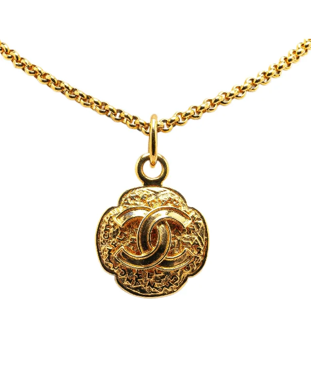 Ladies stone birth necklaces -Gold Plated Medallion Pendant Necklace with Hook Closure