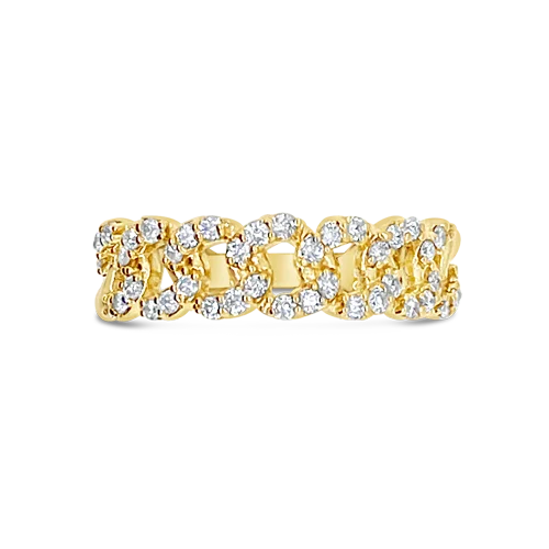 ladies yellow gold rings hoops -Diamond Link Design Ring