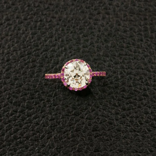 crisscross design rings for women -Pink Sapphire & Diamond Engagement Ring