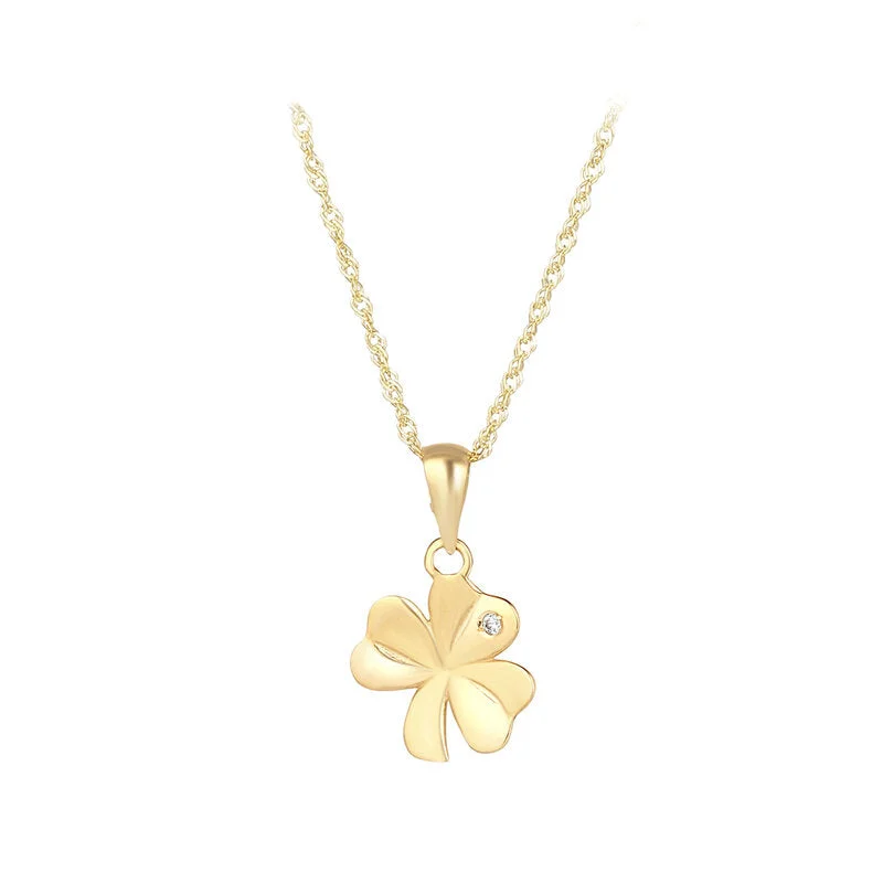 Ladies earthy timber necklaces -10K Gold Shamrock Necklace