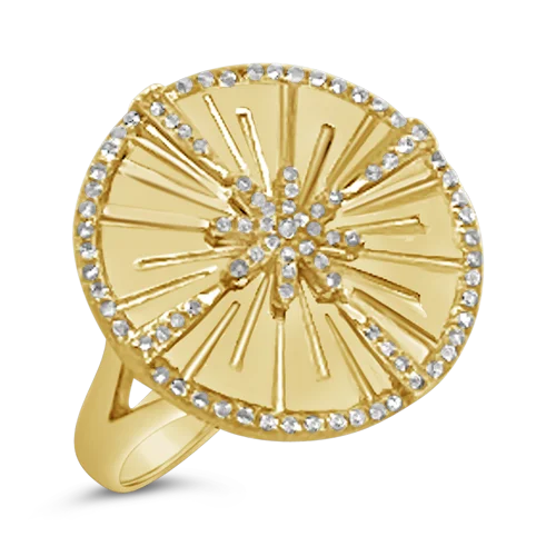 ladies birthstone rings love themes -Diamond Star Medallion Ring