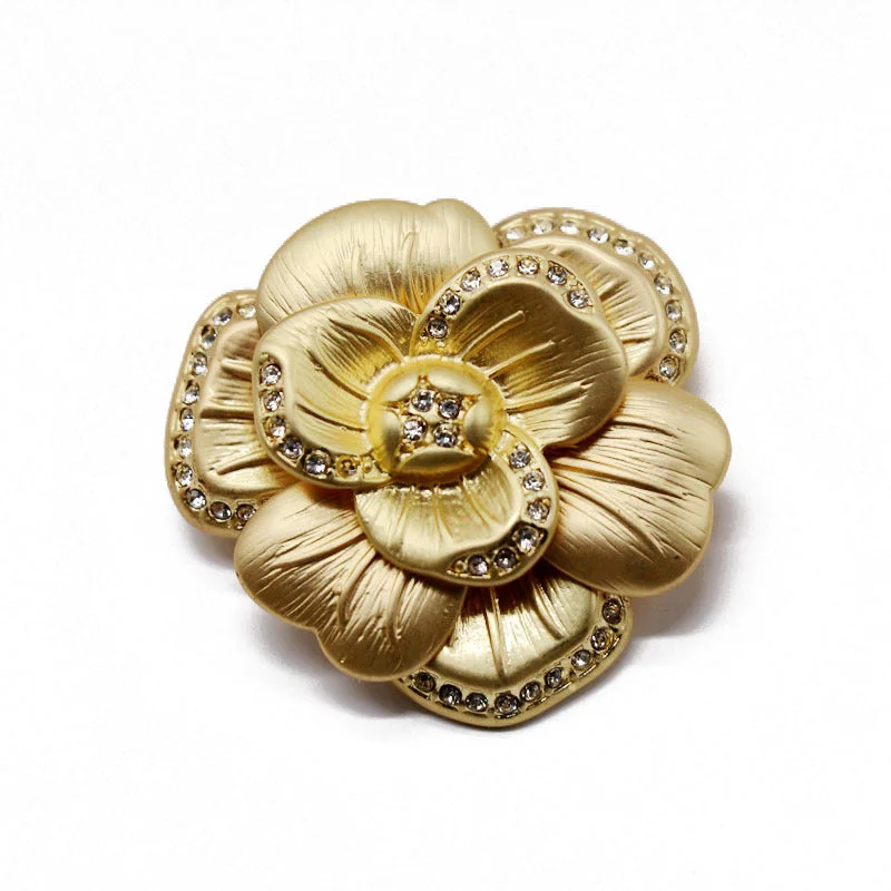 ladies teardrop brooch elegant -Gold Rhinestone Brooch BR-605