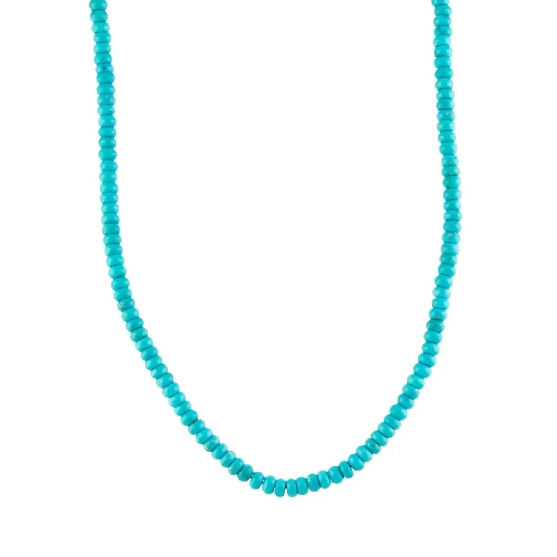 Ladies regal gold necklaces -Sleeping Beauty Roundelle Turquoise Necklace