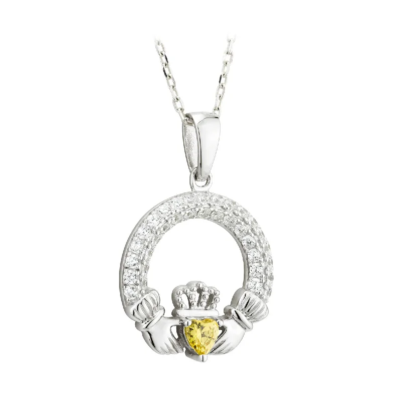 Ladies classic retro necklaces -November Birthstone Claddagh Necklace