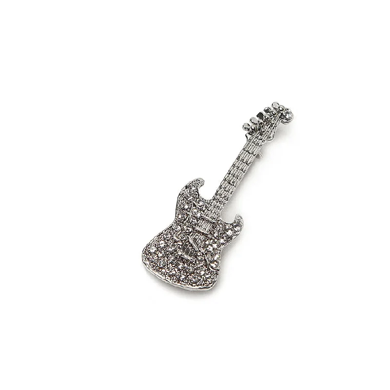 ladies gem brooch love themes -Sparkly Diamante Guitar Brooch