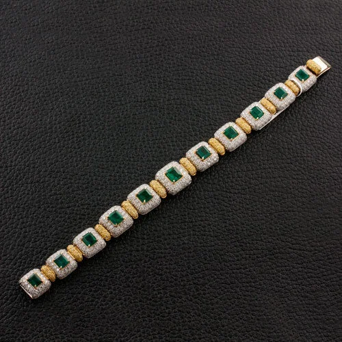 Ladies pulse gleam bracelets -Emerald, Yellow and White Diamond Bracelet