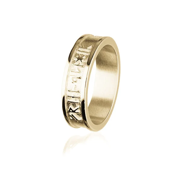 silver floral rings for women -Runic Gold Ring GXR237