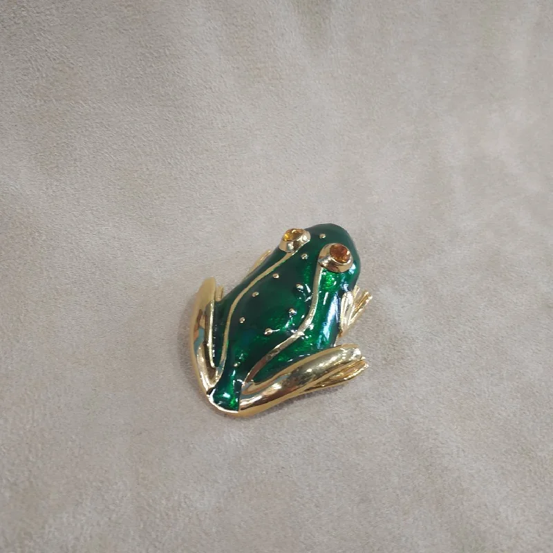 etched design brooch for women -Vintage Frog brooch by Sphinx