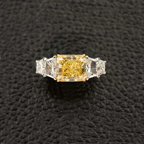 ladies birthstone rings with pendants -Yellow Diamond Engagement Ring