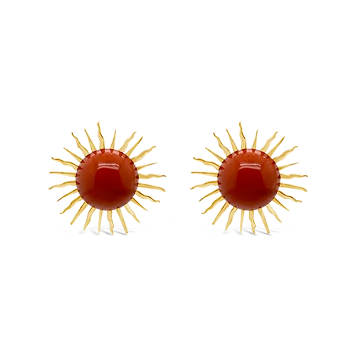 delicate stud earrings for women -Coral Sunburst Estate Earrings