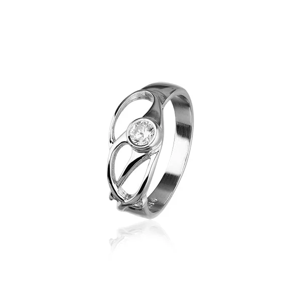 silver rings for women floral motifs -Cupid Silver Ring CR160