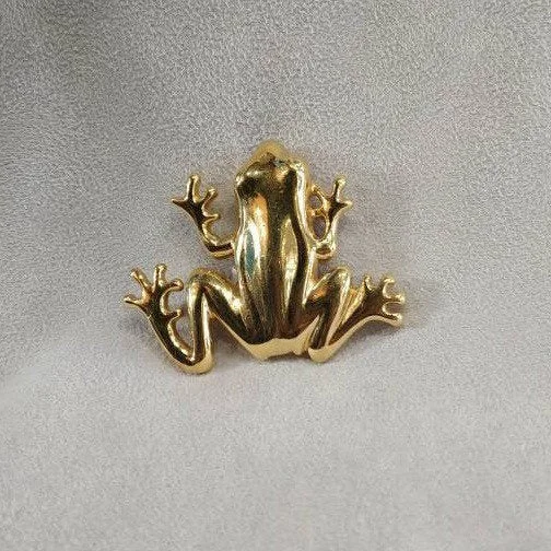 ladies brooch enamel detailing -Frog Brooch by Givenchy Gold Plated