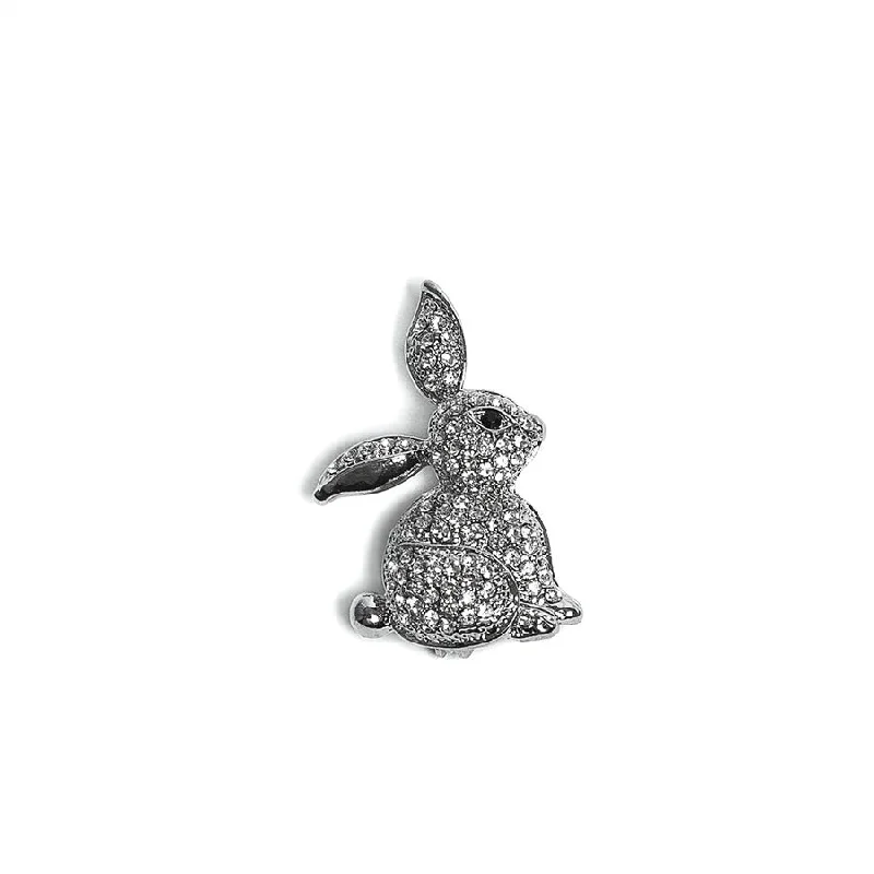 floral accent brooch for women -Sparkling Crystal Bunny Brooch