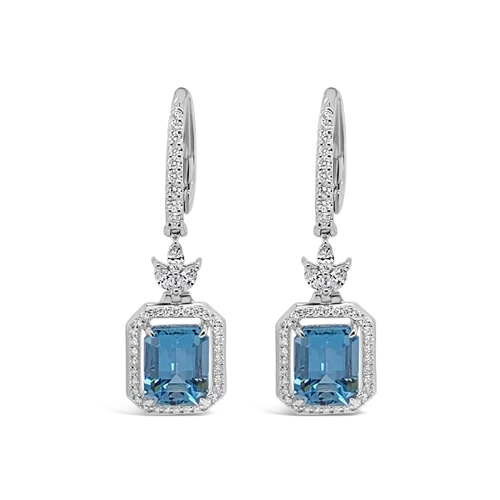 star drop earrings for women -Aquamarine & Diamond Dangle Earrings