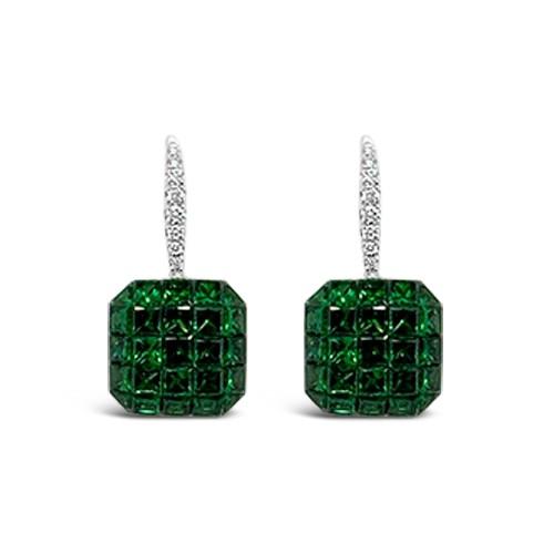 layered drop earrings for women -Tsavorite & Diamond Earrings