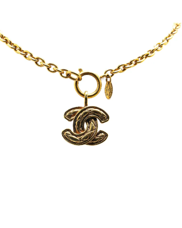 Ladies jet onyx necklaces -Gold Plated Quilted Pendant Necklace with Chain