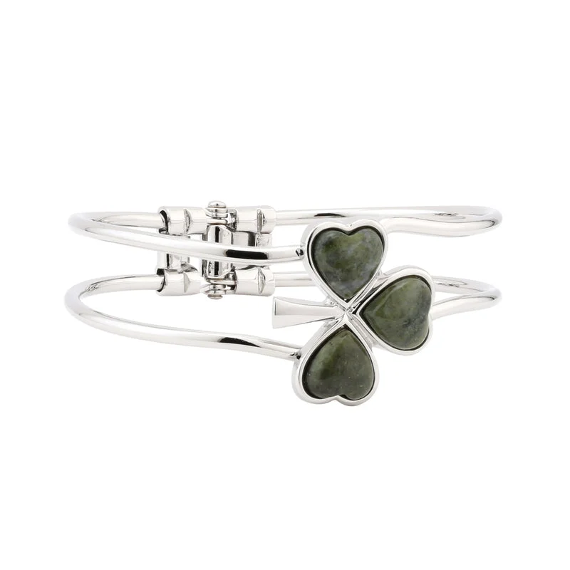 Ladies ruby glow bracelets -Connemara Marble Shamrock Bangle