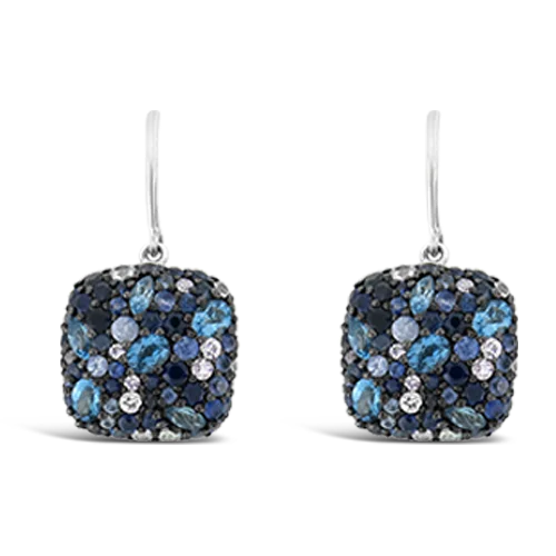 vintage earrings for women retro design -Blue Topaz & Blue Sapphire Earrings