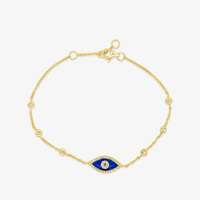 Ladies ripple glow bracelets -Diamond & Lapis Evil Eye Station Bracelet