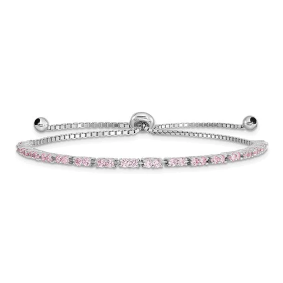 Ladies ripple glow bracelets -Sterling Silver Birthstone CZ Adjustable Bolo Bracelets