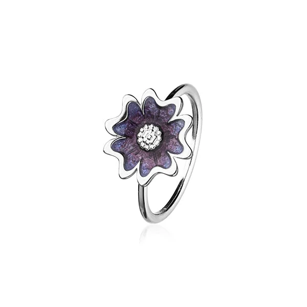 minimalist black rings for women -Scottish Primrose Silver Ring ER144