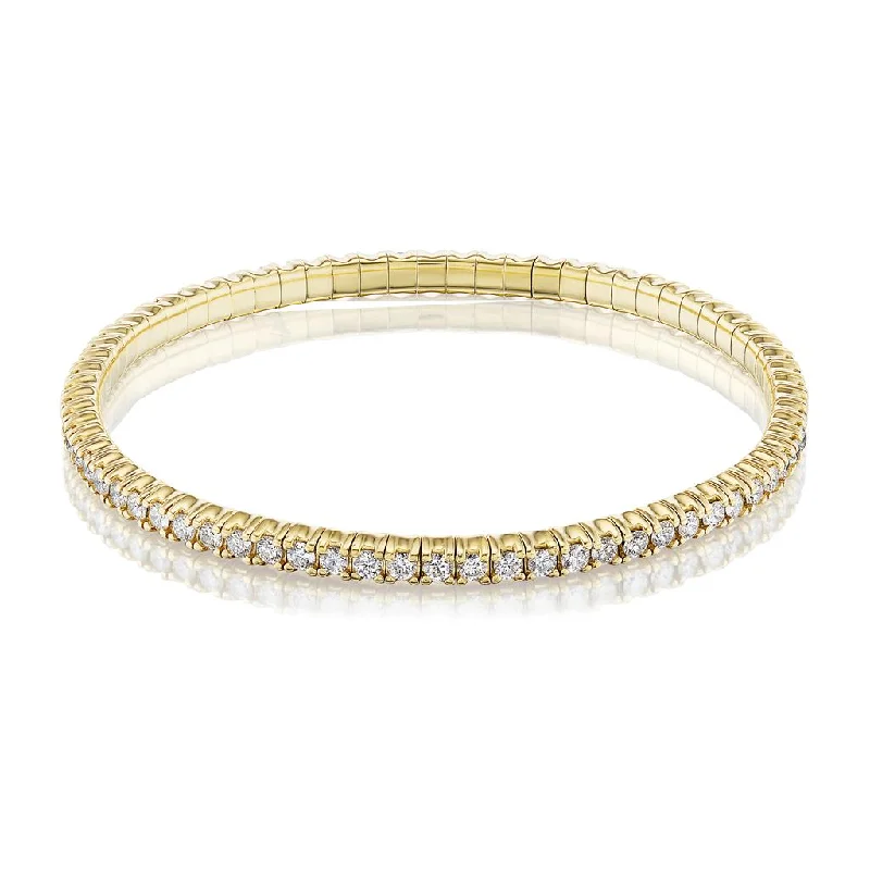 Ladies leafy charm bracelets -18K Yellow Gold Diamond Stretch Bracelet