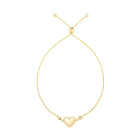 Ladies bargain glow bracelets -14k Gold Adjustable Heart Bolo Bracelet