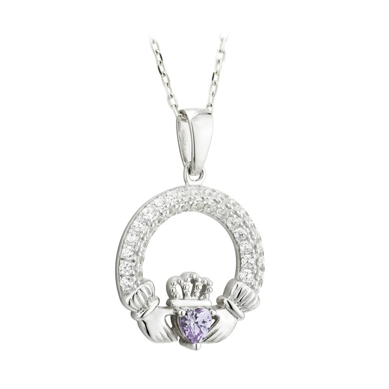 Ladies economical chic necklaces -June Birthstone Claddagh Necklace