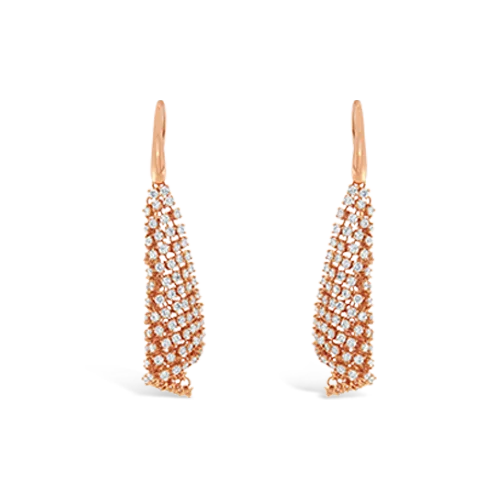 floral texture earrings for women -Rose Gold & Diamond Mesh Dangle Earrings