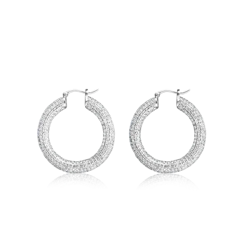 chain tassel earrings for women -Pave Diamond Hoop Earrings