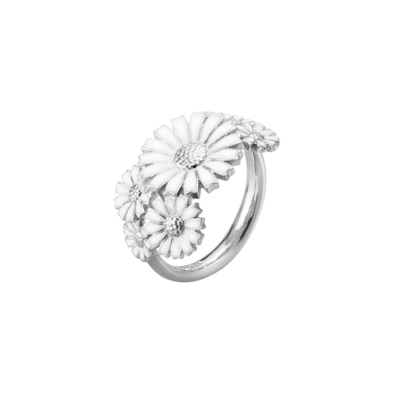 silver wave rings for women -Silver Daisy Ring