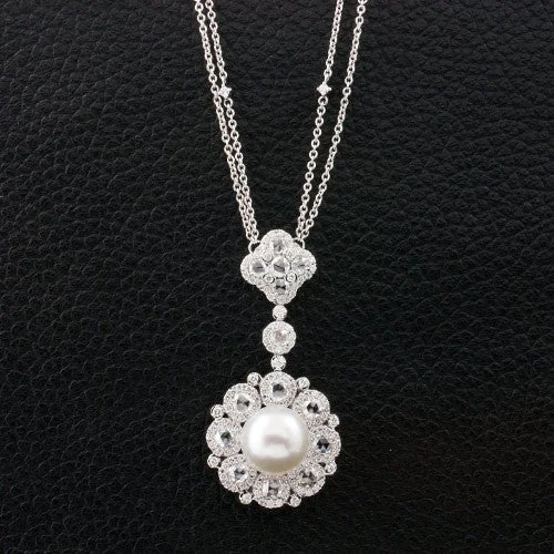 Ladies regal baroque necklaces -Pearl & Diamond Necklace