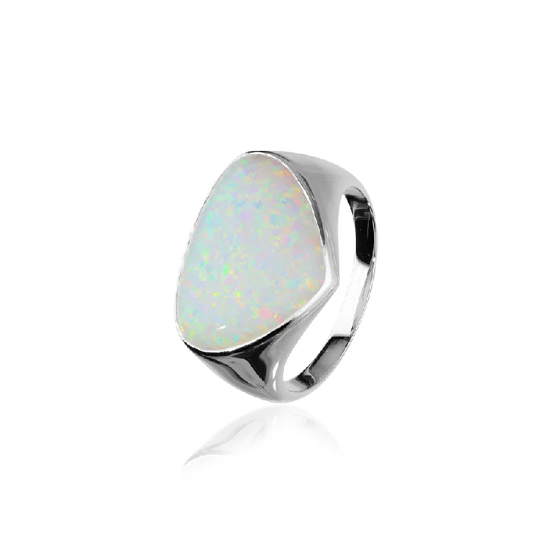 ladies yellow gold rings daily -Sahara Sunset Silver Ring SR172 White Opal