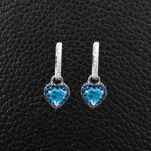 ladies earrings rope textures -Blue Topaz & Sapphire Earrings