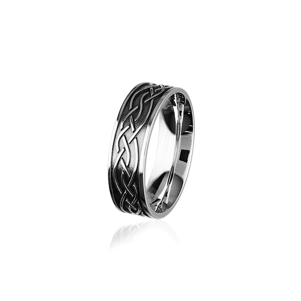 silver wave rings for women -Celtic Silver Ring R403