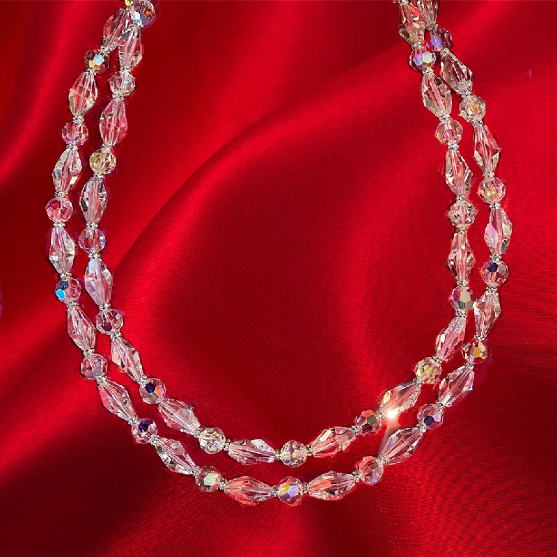 Ladies silky pearl necklaces -66" Crystal Necklace