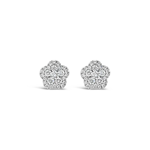 rope design earrings for women -Diamond Flower Earrings