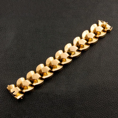 Ladies mixed hue bracelets -Gold French Estate Bracelet