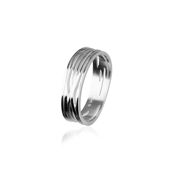 ladies white gold rings beads -Twiggy Silver Ring R394