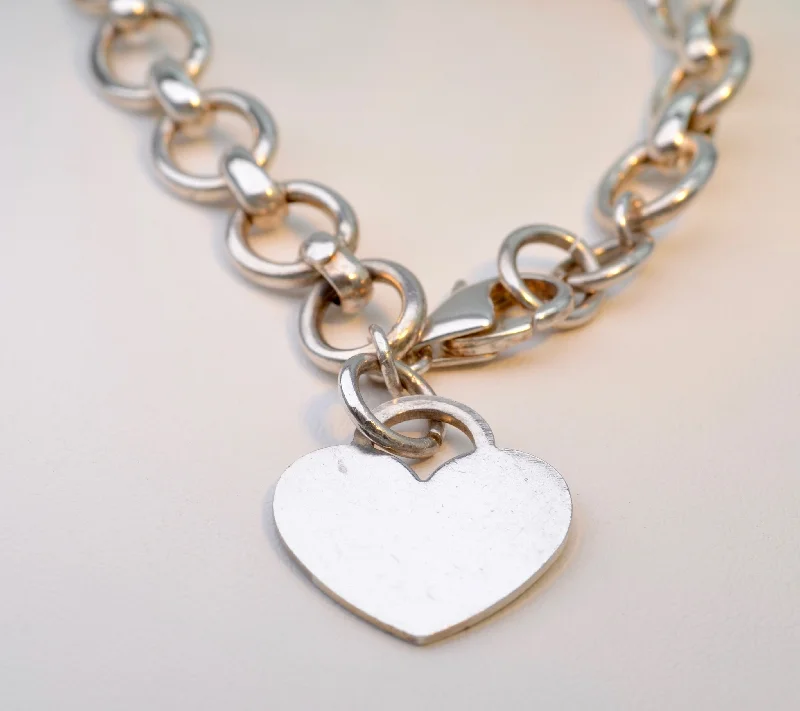 Ladies economical chic bracelets -Sterling Silver Heart Link Bracelet