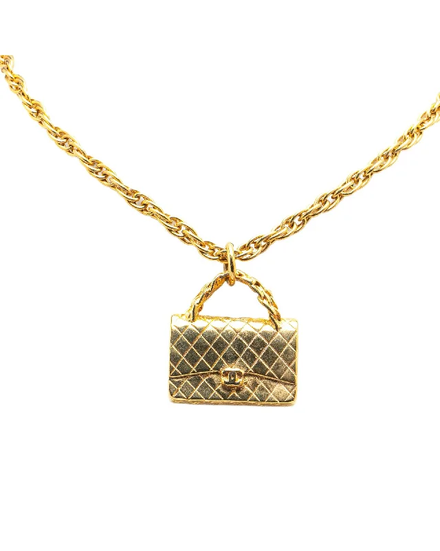 Ladies heritage grace necklaces -Gold Plated Flap Bag Pendant Necklace