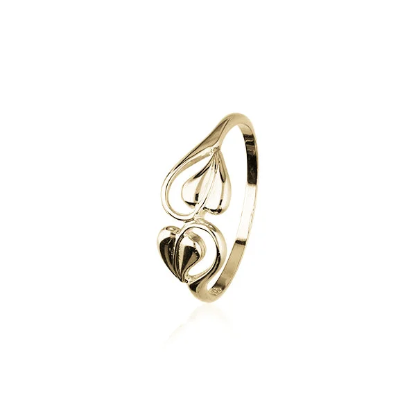 minimalist moon rings for women -9ct Yellow Gold Ring with Leaf Design GR95