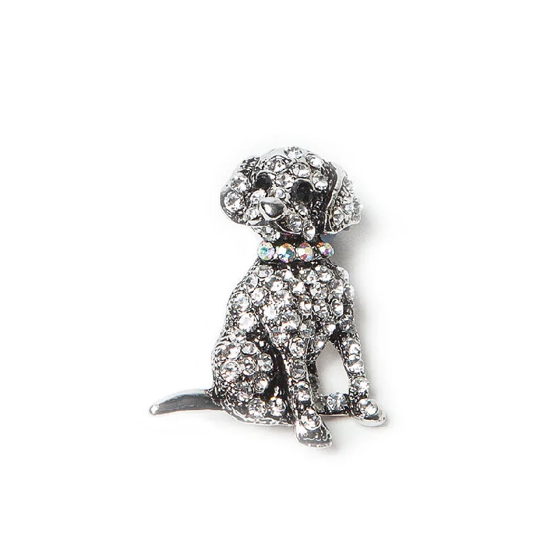 bar accent brooch for women -Sparkling Diamante Dog Brooch