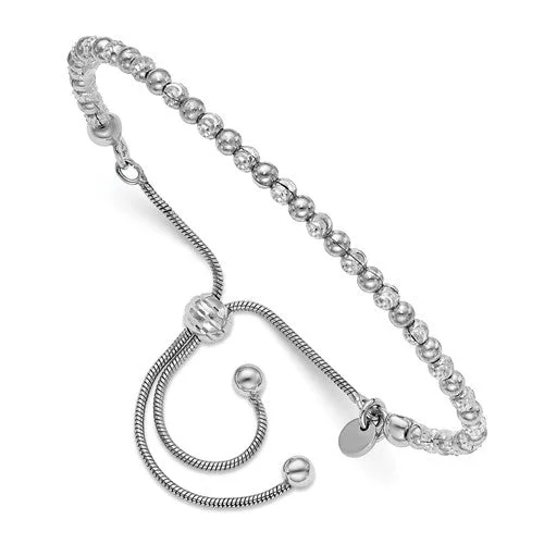 Ladies guide charm bracelets -Sterling Silver D/C Bead Adjustable Bolo Bracelet