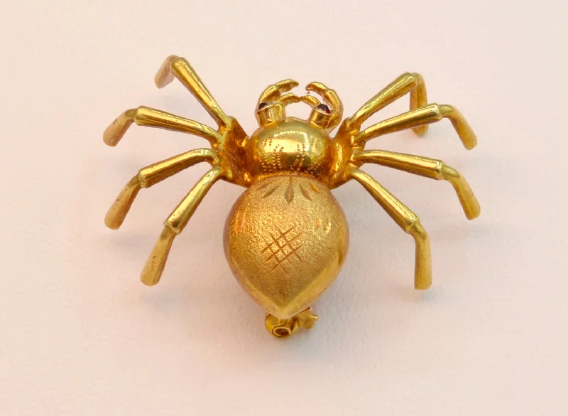 small gold brooch for women daily -14K yellow gold spider brooch