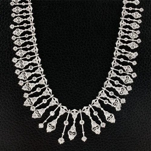 Ladies broad gleam necklaces -Diamond Bib style Necklace