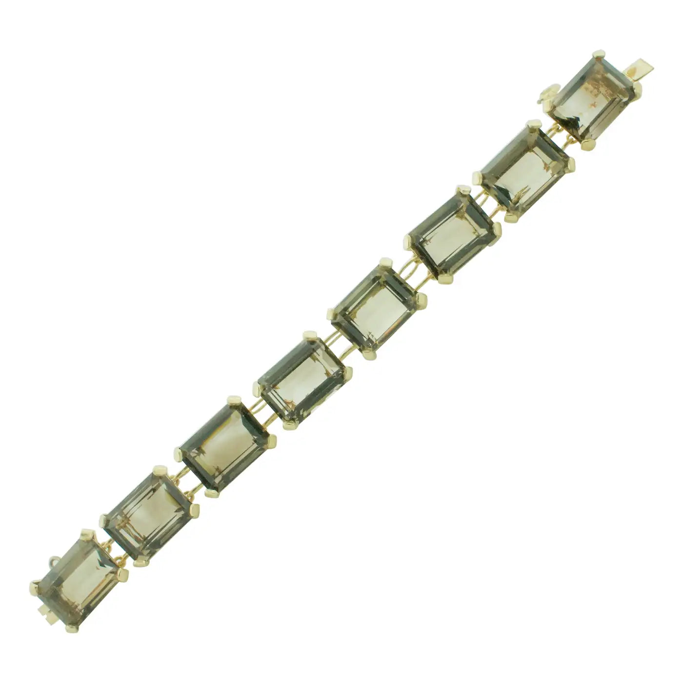 Ladies sapphire blue bracelets -110.00 Carats Smokey Quartz Tennis Bracelet in Yellow Gold